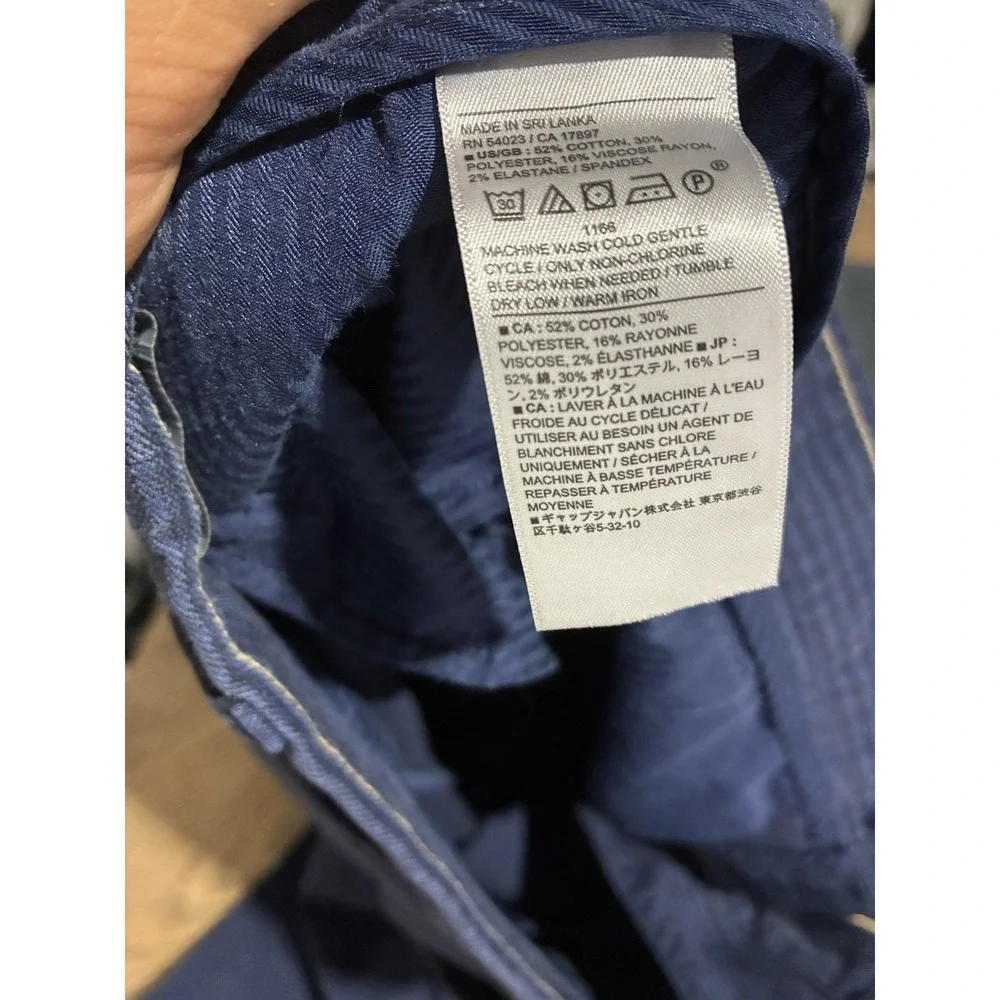 Banana Republic Men's 32x32 Slim Tapered Fit Blue Check Pattern Stretch Fit